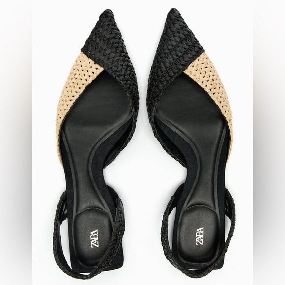 Zara Shoes - Zara Woven Raffia Slingback Flats